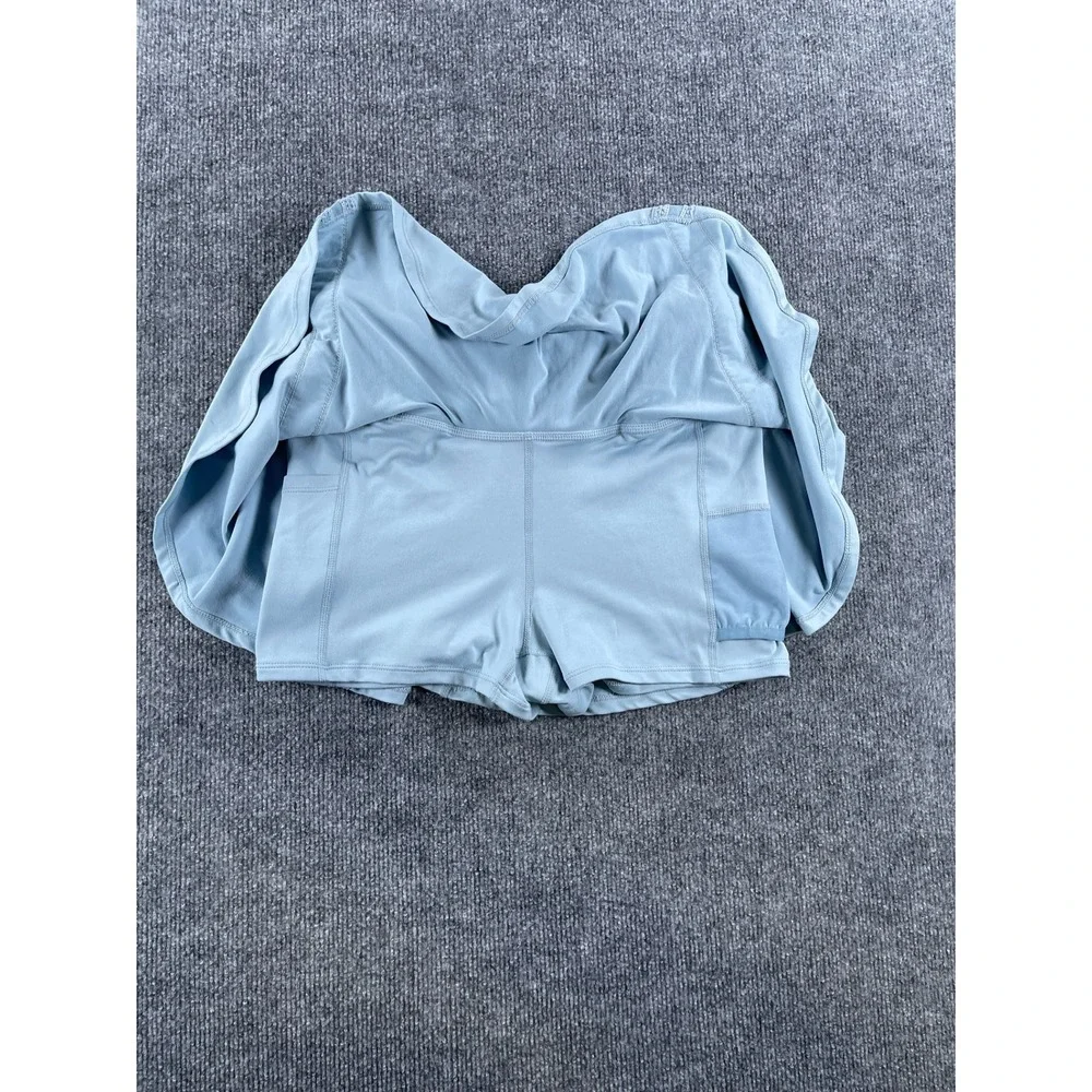 Free People FP Movement Get Your Flirt On Skort Light Blue Lace Trim Size M